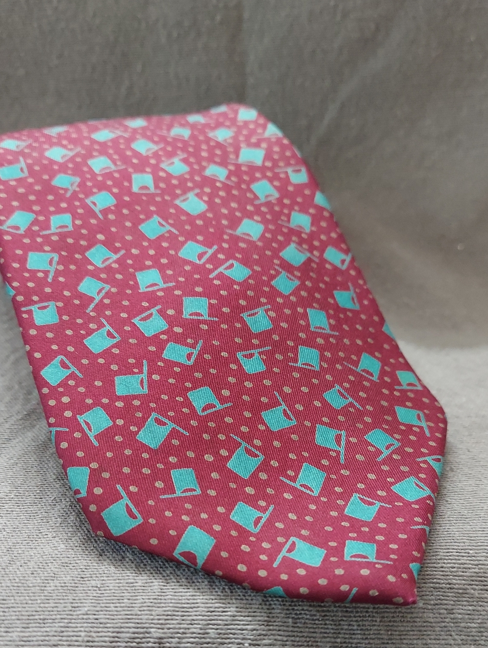 Lee Wright Collection Men's Necktie Tie Maroon And Teal Colors Vintage